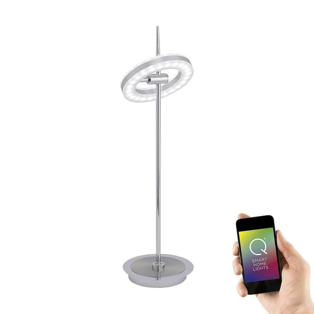 Paul Neuhaus Q-Serie Lampe A Poser Paul Neuhaus Q-Amy Led Acier Inoxydable, 2 Lumieres, Telecommandes
