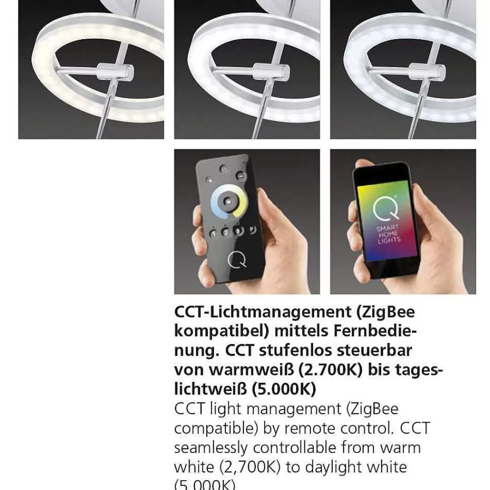 Paul Neuhaus Q-Serie Lampe A Poser Paul Neuhaus Q-Amy Led Acier Inoxydable, 2 Lumieres, Telecommandes