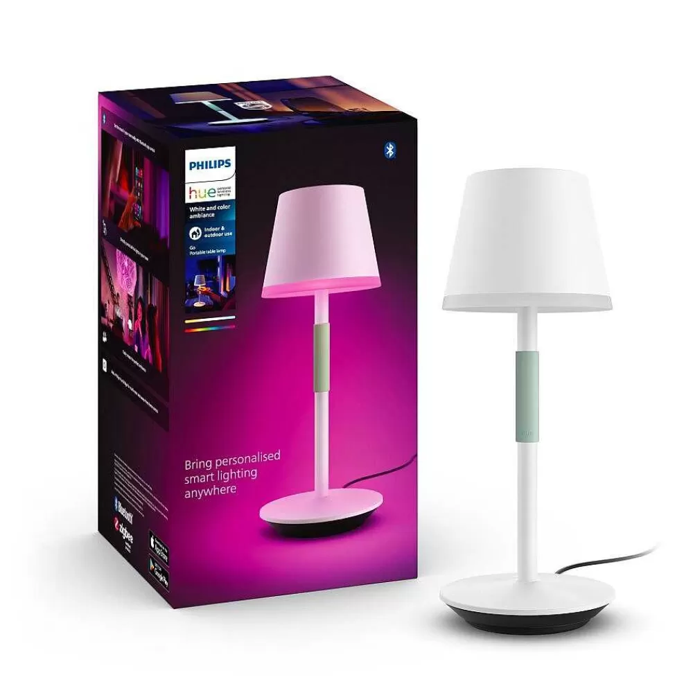 Luminaires Philips Lampe A Poser Philips Hue Go Led Vert, Blanc, 1 Lumiere, Changeur De Couleurs