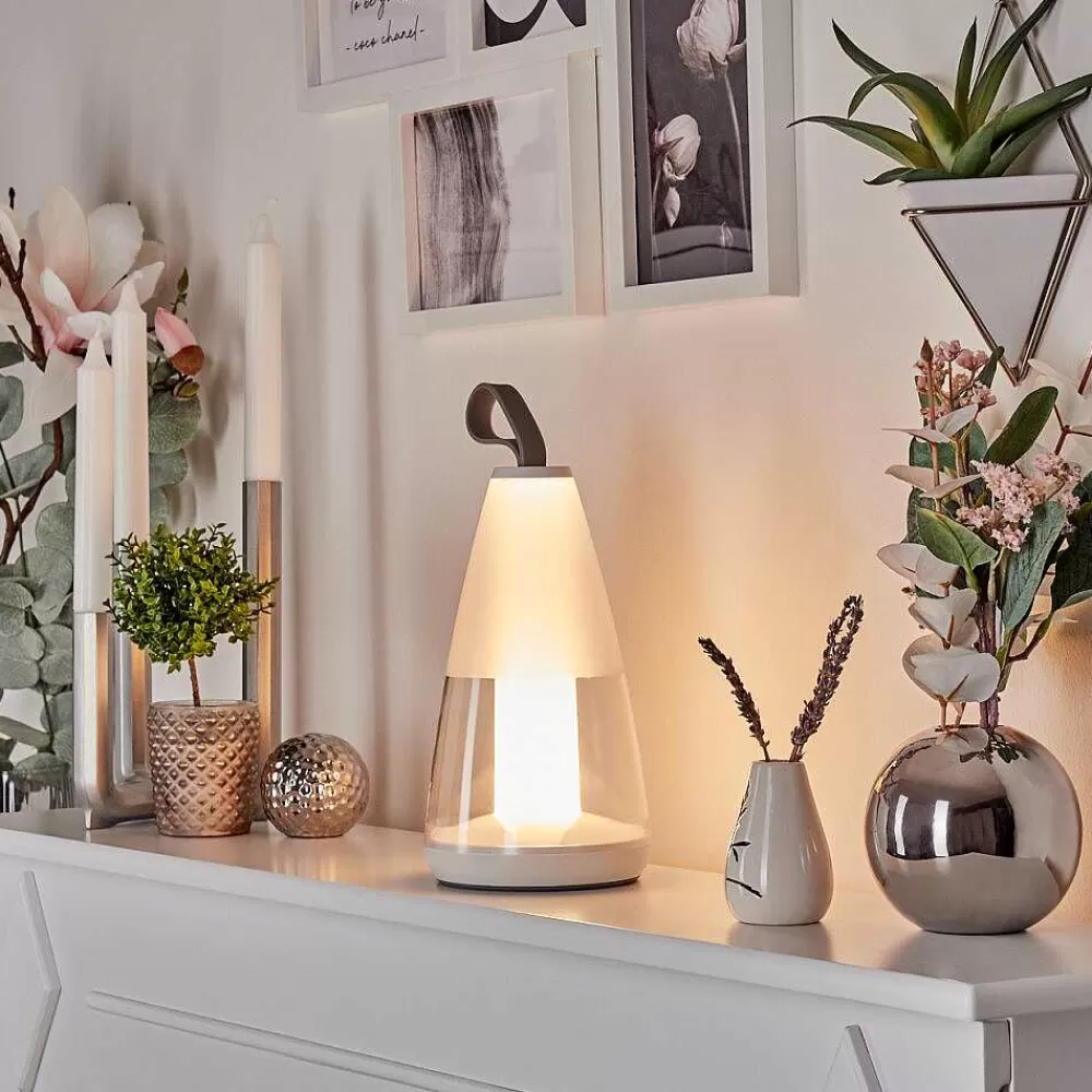 hofstein Lampe A Poser Yari Led Gris, Transparent, Blanc, 1 Lumiere, Telecommandes, Changeur De Couleurs
