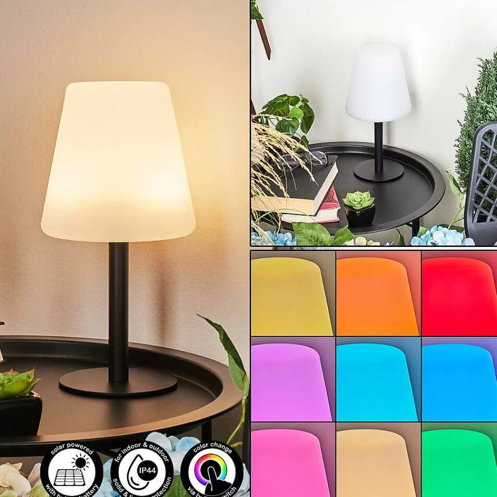 hofstein Lampe A Poser Zoume Solar Led Noir, 8 Lumieres, Changeur De Couleurs