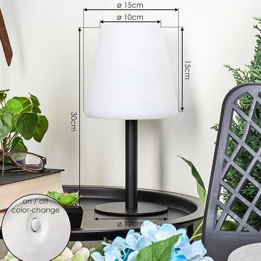 hofstein Lampe A Poser Zoume Solar Led Noir, 8 Lumieres, Changeur De Couleurs