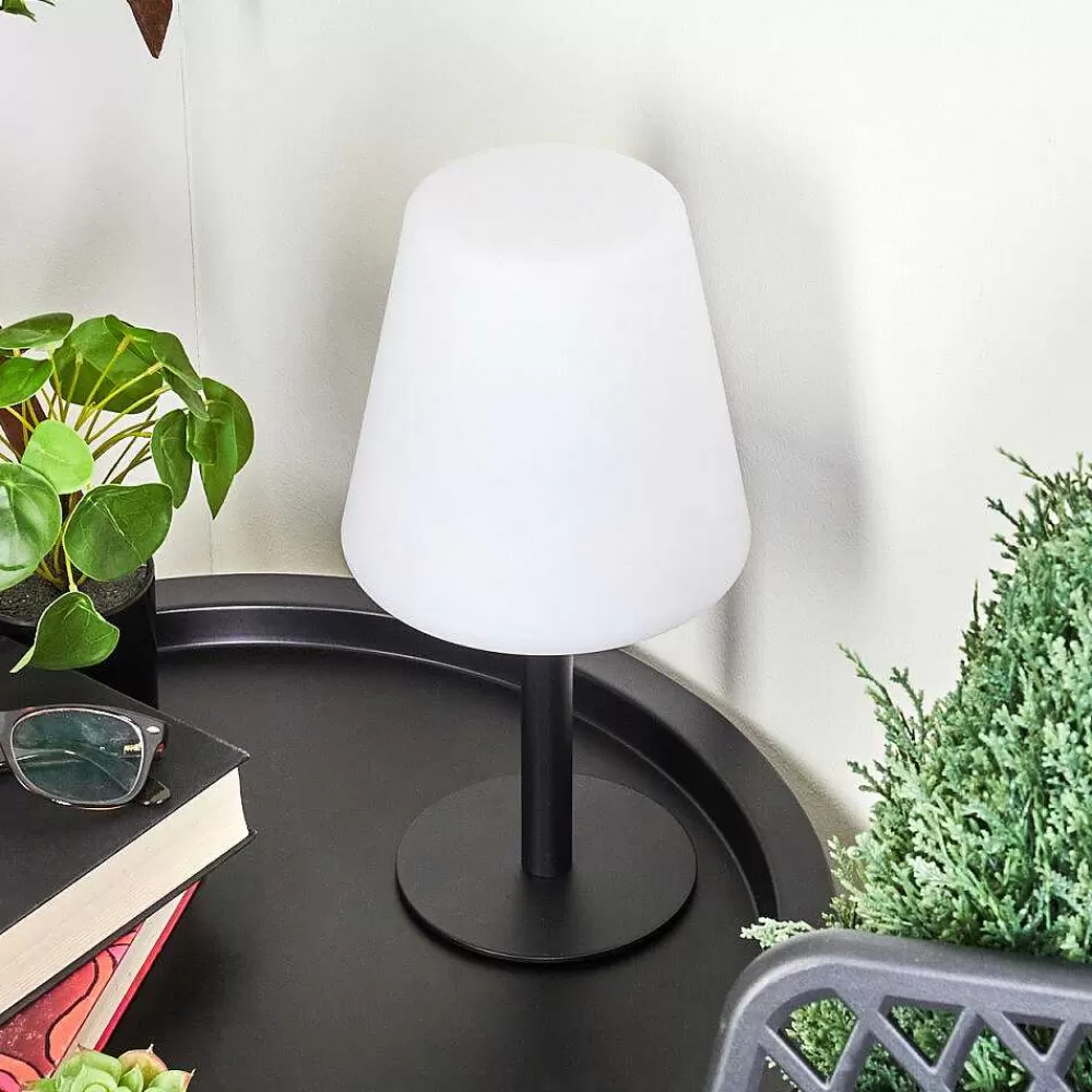 hofstein Lampe A Poser Zoume Solar Led Noir, 8 Lumieres, Changeur De Couleurs