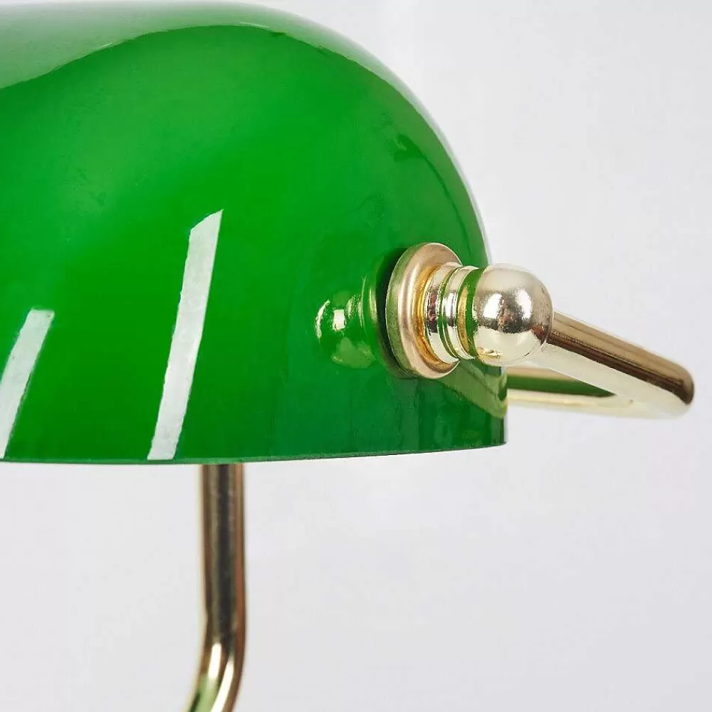 hofstein Lampe De Banquier Verte Or, Vert, Laiton, 1 Lumiere
