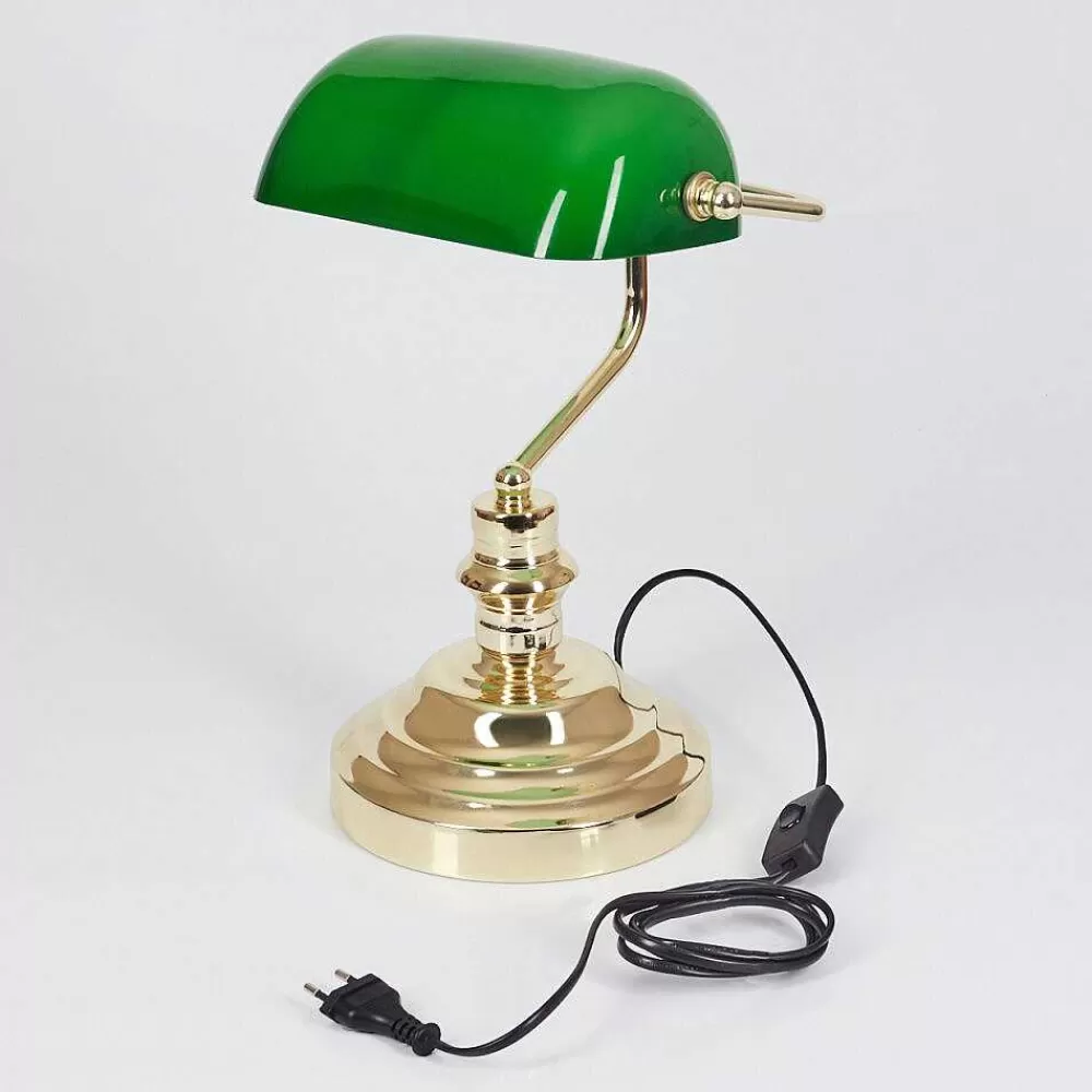 hofstein Lampe De Banquier Verte Or, Vert, Laiton, 1 Lumiere