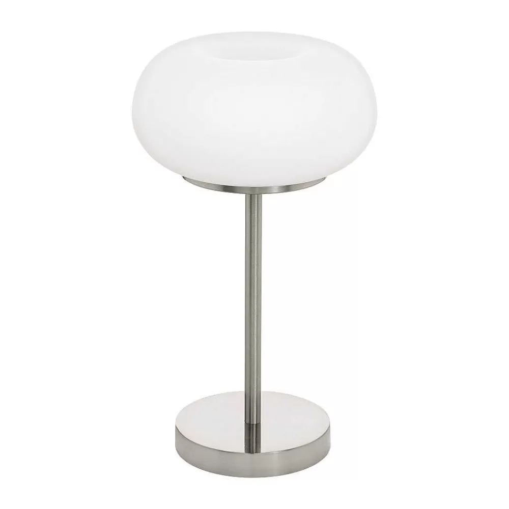 Luminaires Eglo Lampe De Table Eglo Optica Led Nickel Mat, 1 Lumiere, Changeur De Couleurs