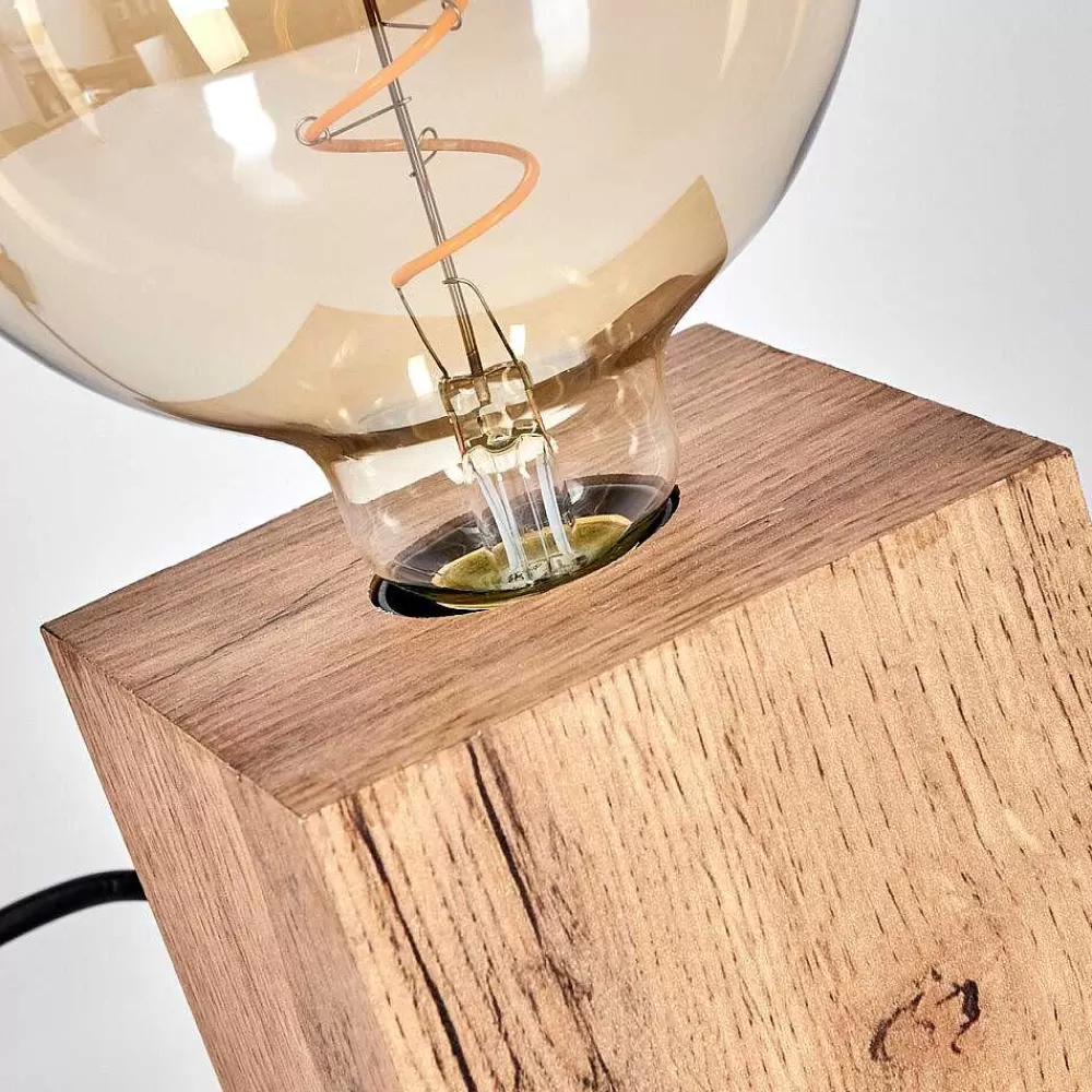 hofstein Lampe De Table Heimola Brun, Couleur Bois, 1 Lumiere