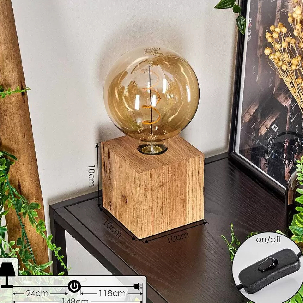 hofstein Lampe De Table Heimola Brun, Couleur Bois, 1 Lumiere