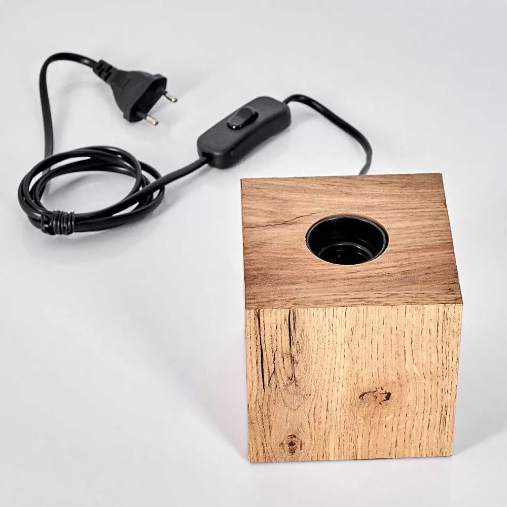 hofstein Lampe De Table Heimola Brun, Couleur Bois, 1 Lumiere