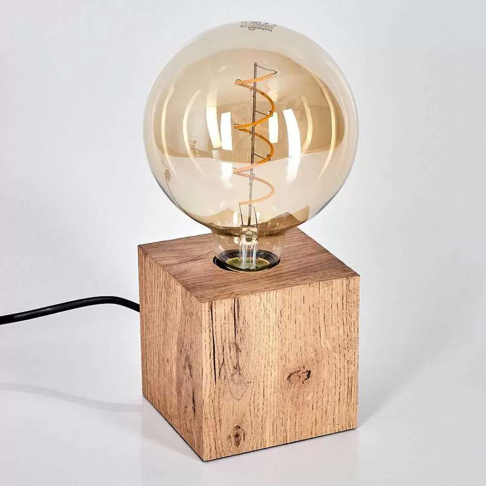 hofstein Lampe De Table Heimola Brun, Couleur Bois, 1 Lumiere