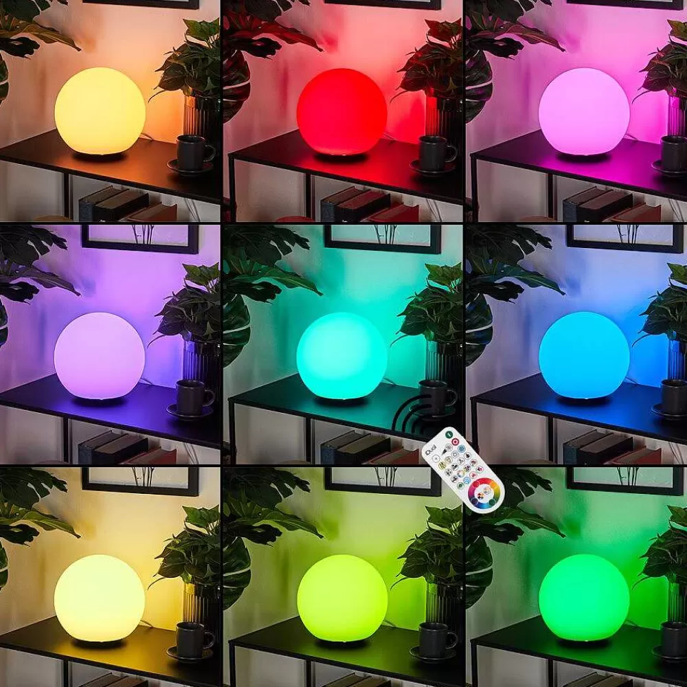 Idual Lampe De Table Dahlia Led Nickel Mat, 1 Lumiere, Telecommandes, Changeur De Couleurs