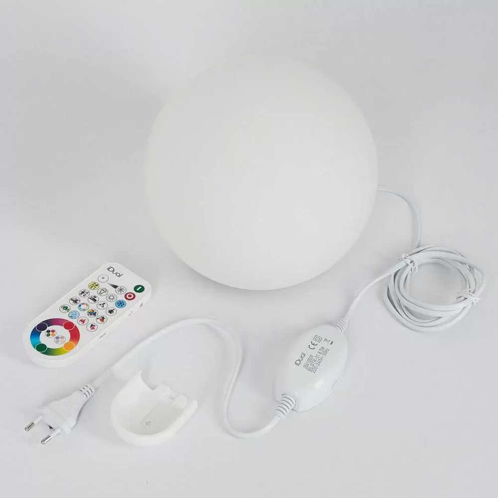Idual Lampe De Table Dahlia Led Nickel Mat, 1 Lumiere, Telecommandes, Changeur De Couleurs