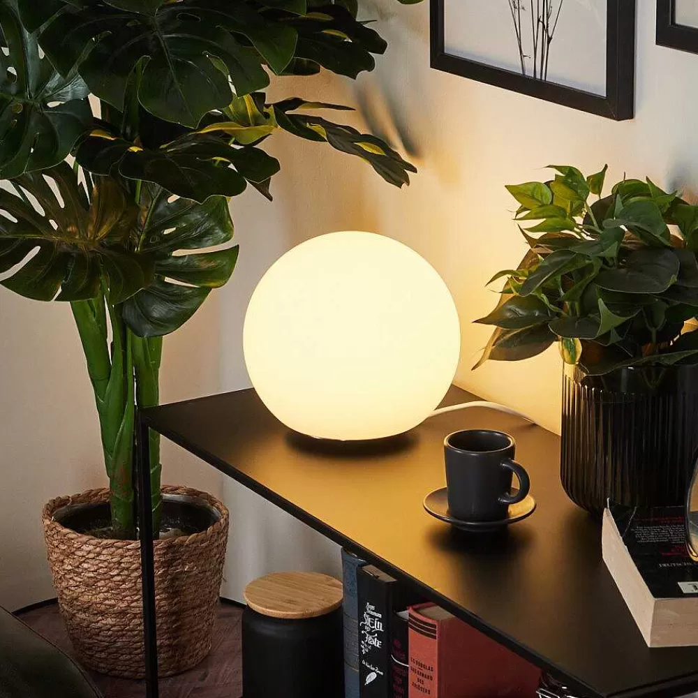 Idual Lampe De Table Dahlia Led Nickel Mat, 1 Lumiere, Telecommandes, Changeur De Couleurs