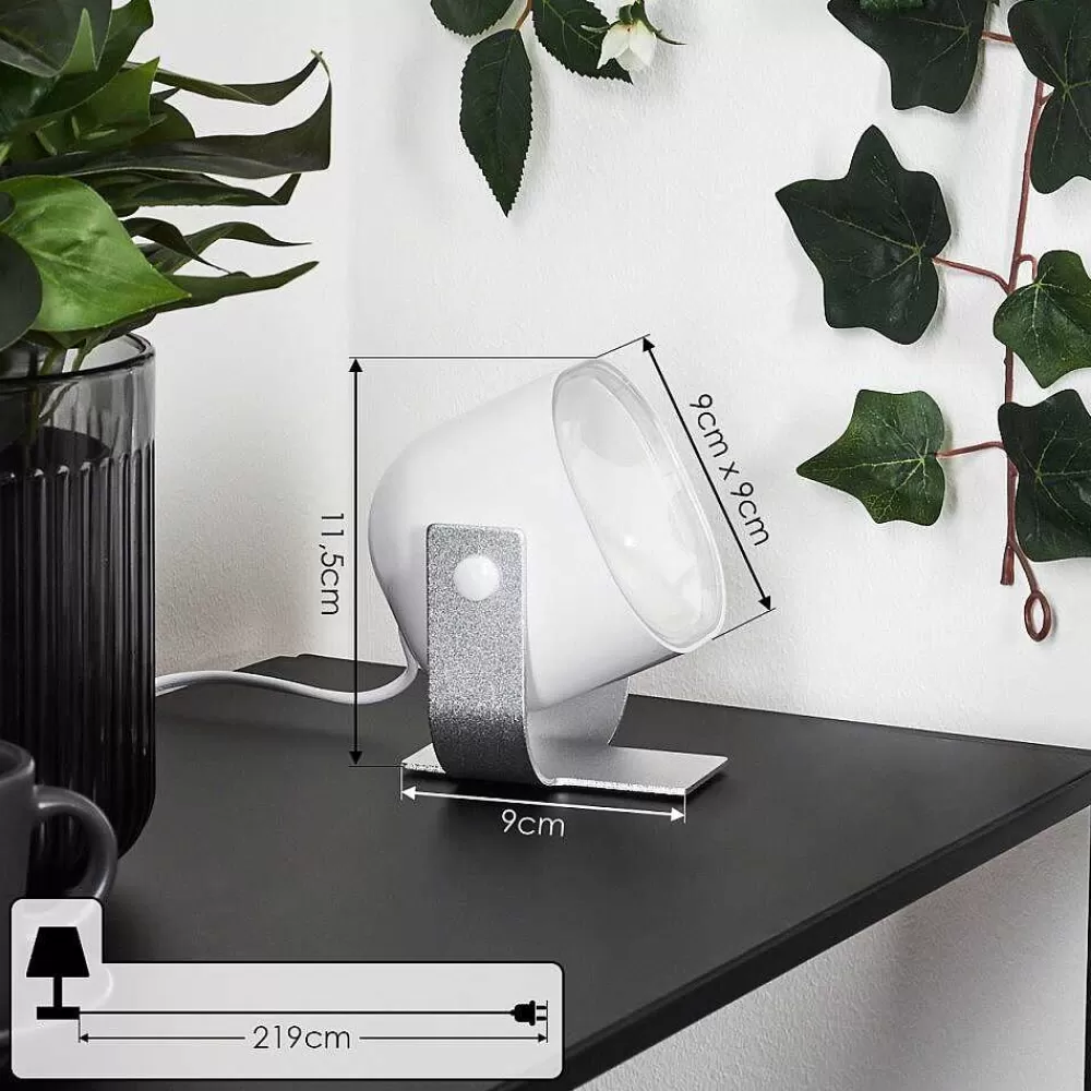 Idual Lampe De Table Lilac Led Argente, 1 Lumiere, Telecommandes, Changeur De Couleurs