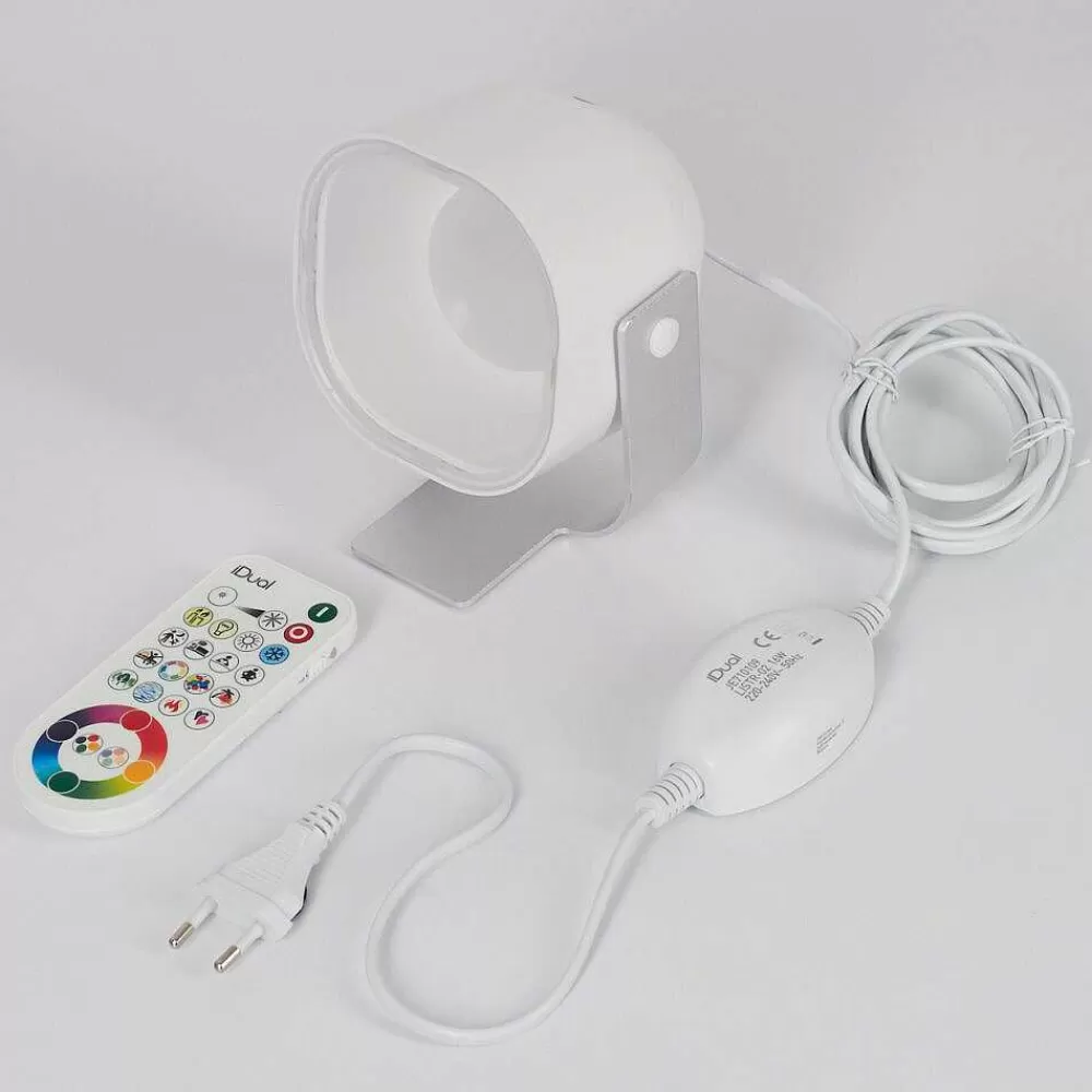 Idual Lampe De Table Lilac Led Argente, 1 Lumiere, Telecommandes, Changeur De Couleurs