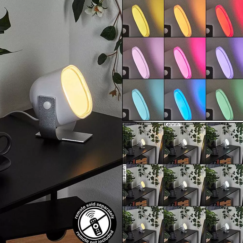 Idual Lampe De Table Lilas Led Argente, 1 Lumiere, Changeur De Couleurs