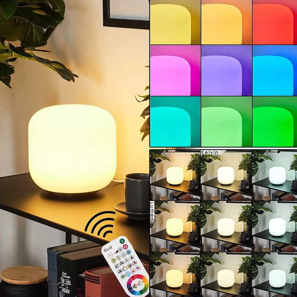 Idual Lampe De Table Thyme Led Nickel Mat, 1 Lumiere, Telecommandes, Changeur De Couleurs