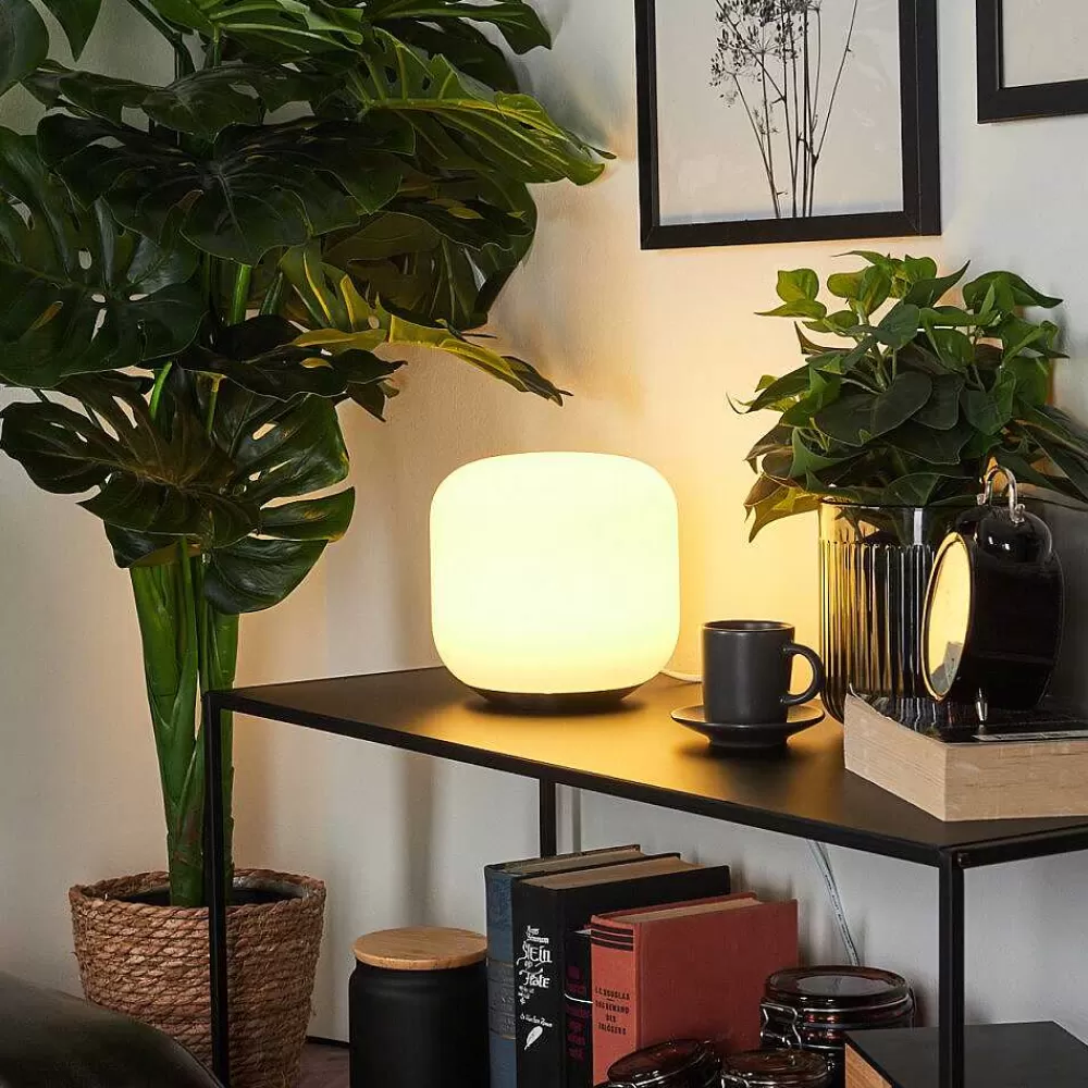 Idual Lampe De Table Thyme Led Nickel Mat, 1 Lumiere, Telecommandes, Changeur De Couleurs