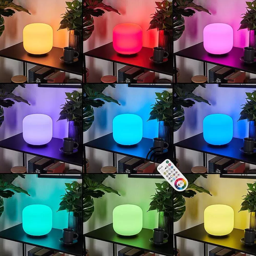Idual Lampe De Table Thyme Led Nickel Mat, 1 Lumiere, Telecommandes, Changeur De Couleurs