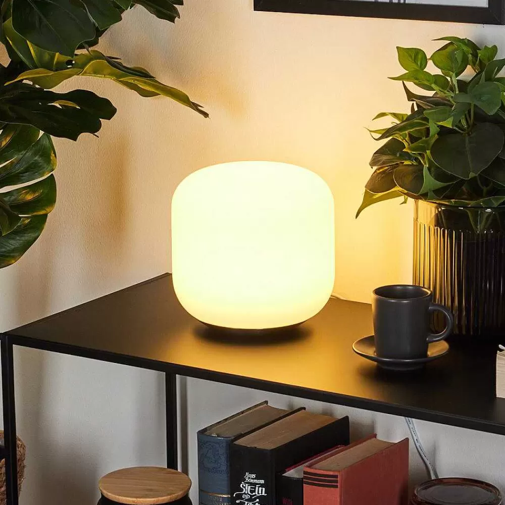 Idual Lampe De Table Thyme Led Nickel Mat, 1 Lumiere, Telecommandes, Changeur De Couleurs