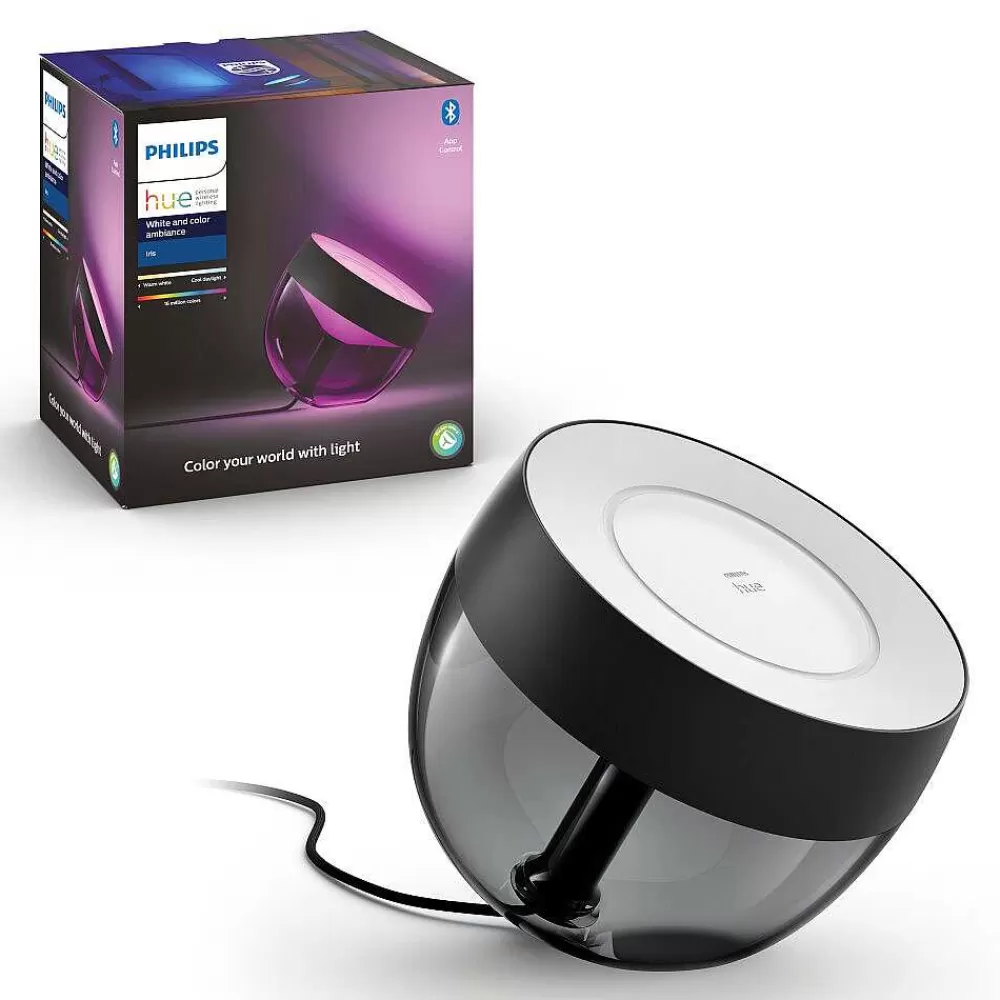 Luminaires Philips Lampe De Table, Kit D'Extension Philips Hue Ambiance White & Color Iris Led Noir, Transparent, 1 Lumiere, Changeur De Couleurs