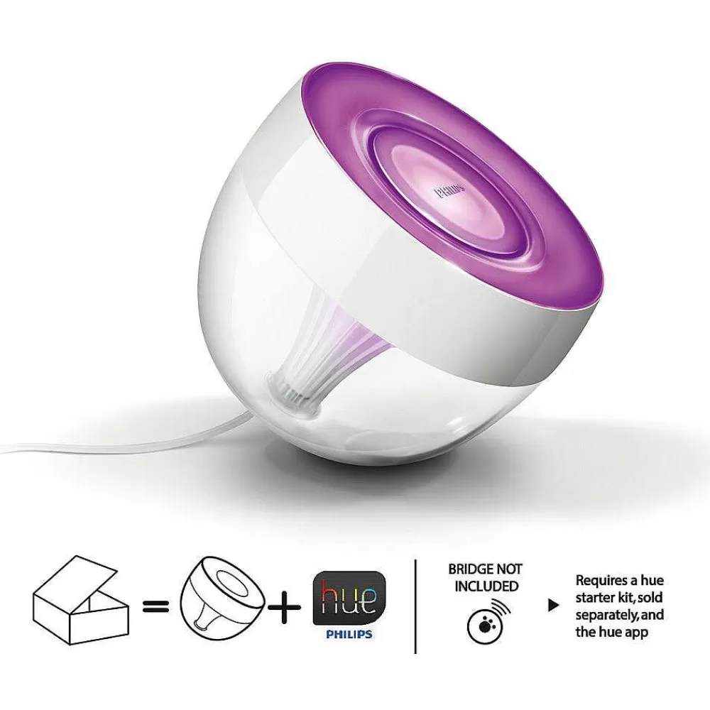 Luminaires Philips Lampe De Table, Kit D'Extension Philips Hue Ambiance White & Color Iris Led Transparent, Blanc, 1 Lumiere, Changeur De Couleurs