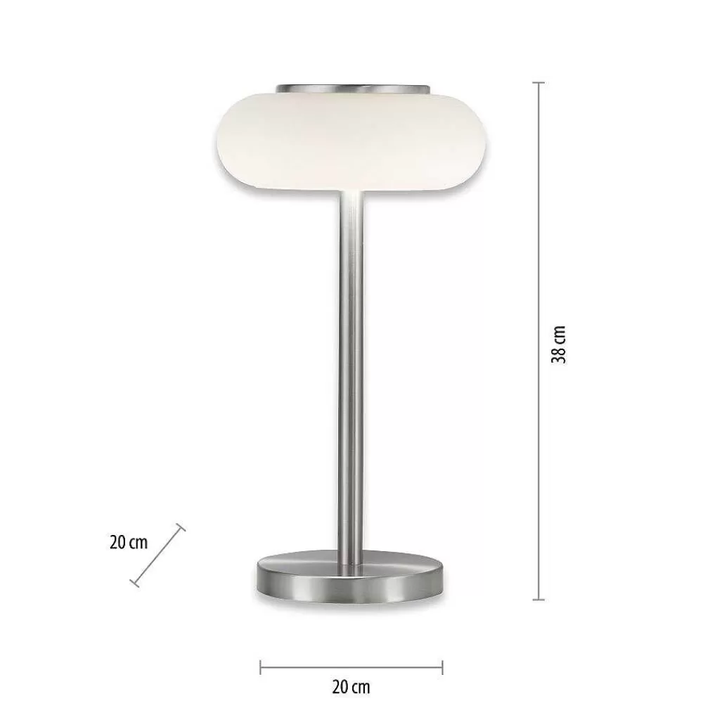 Paul Neuhaus Q-Serie Lampe De Table Paul Neuhaus Q-Etienne Led Acier Brosse, 1 Lumiere, Telecommandes