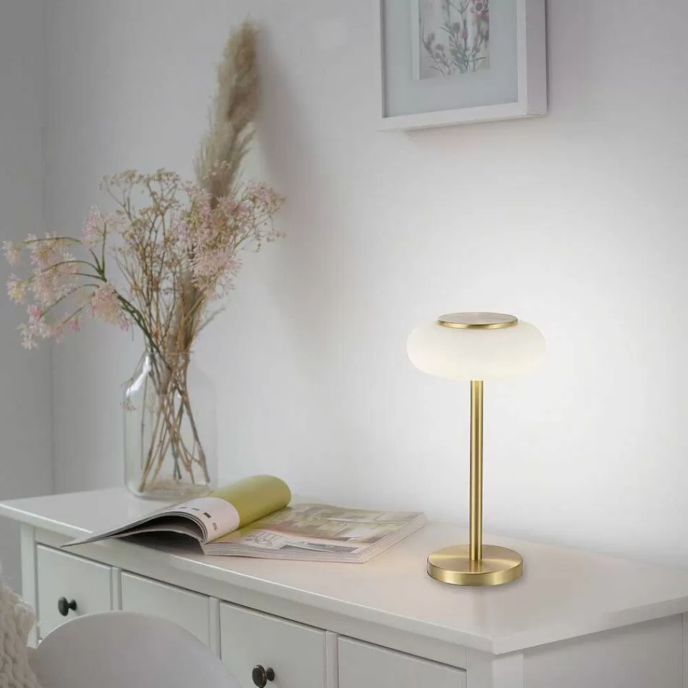 Paul Neuhaus Q-Serie Lampe De Table Paul Neuhaus Q-Etienne Led Laiton, 1 Lumiere, Telecommandes