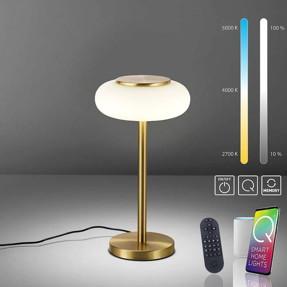 Paul Neuhaus Q-Serie Lampe De Table Paul Neuhaus Q-Etienne Led Laiton, 1 Lumiere, Telecommandes