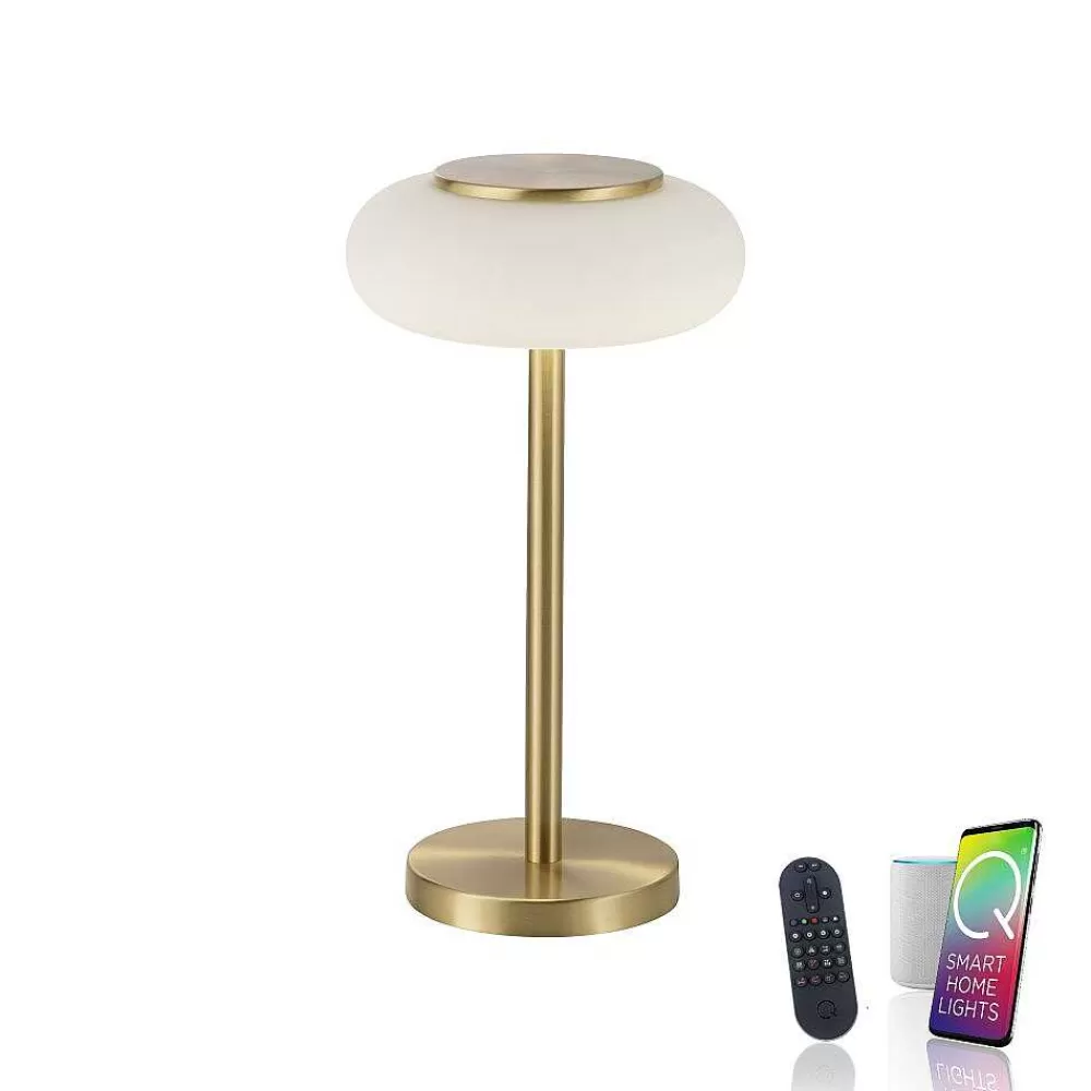 Paul Neuhaus Q-Serie Lampe De Table Paul Neuhaus Q-Etienne Led Laiton, 1 Lumiere, Telecommandes
