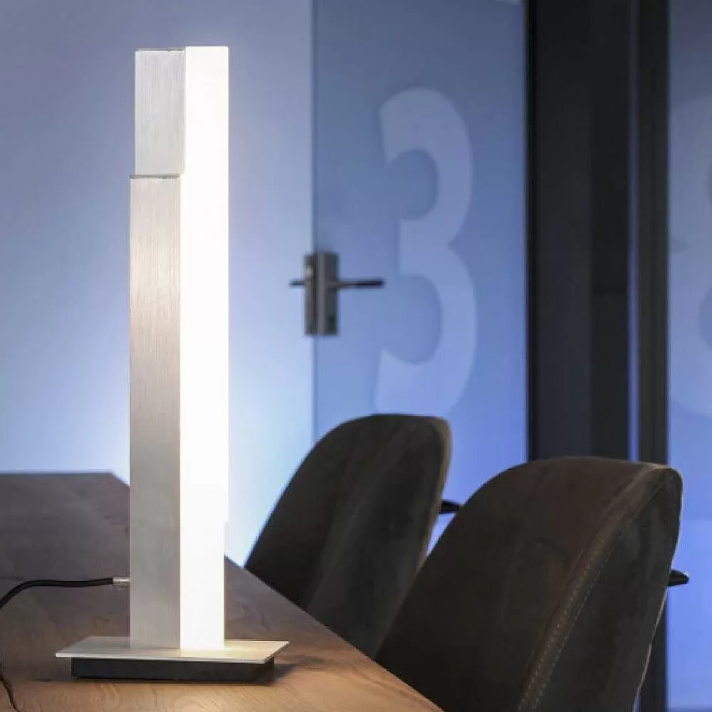 Paul Neuhaus Q-Serie Lampe De Table Paul Neuhaus Q-Tower Led Aluminium, 2 Lumieres, Telecommandes