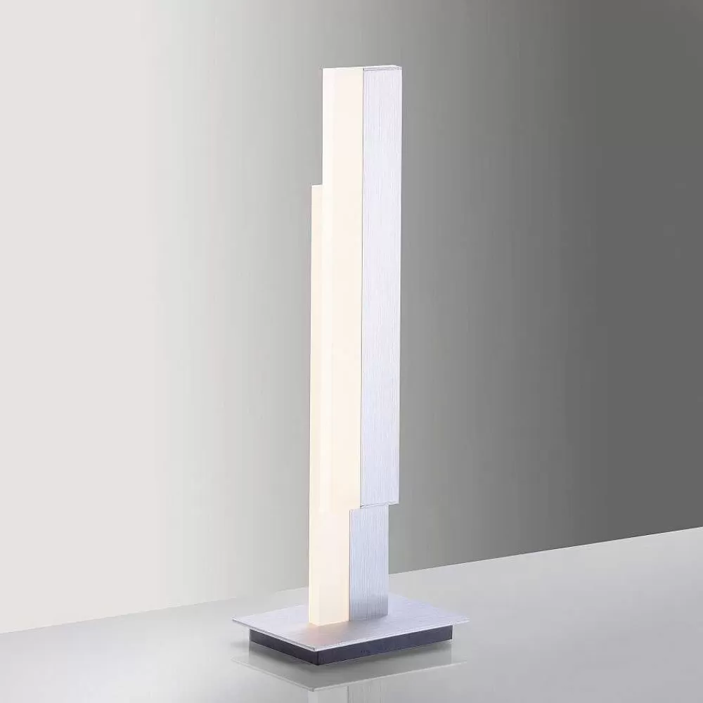 Paul Neuhaus Q-Serie Lampe De Table Paul Neuhaus Q-Tower Led Aluminium, 2 Lumieres, Telecommandes
