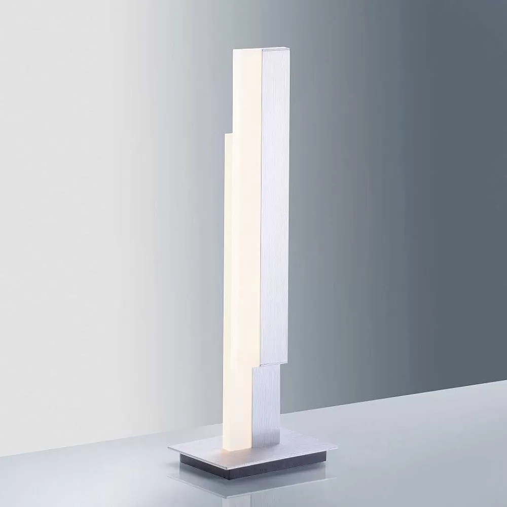 Paul Neuhaus Q-Serie Lampe De Table Paul Neuhaus Q-Tower Led Aluminium, 2 Lumieres, Telecommandes