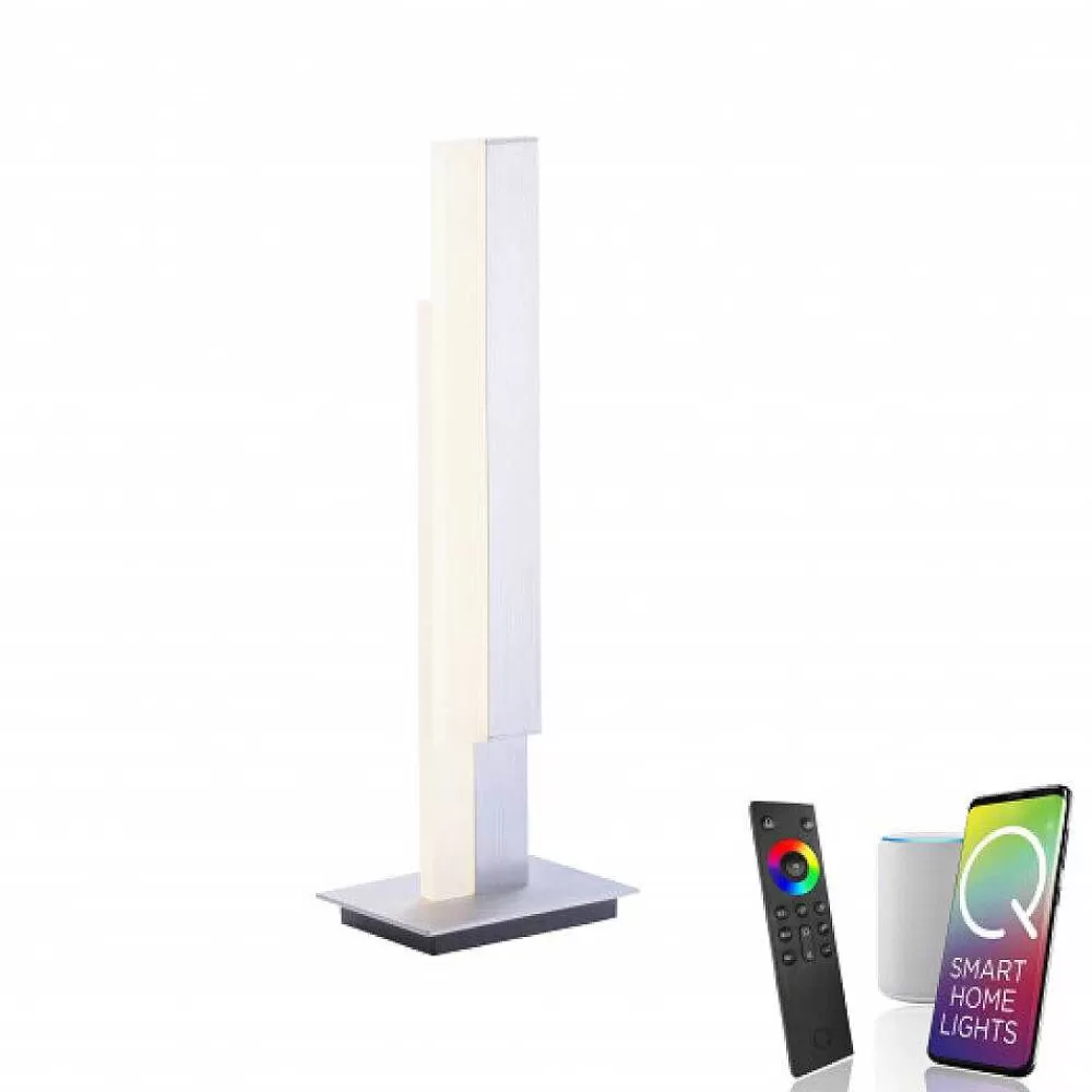 Paul Neuhaus Q-Serie Lampe De Table Paul Neuhaus Q-Tower Led Aluminium, 2 Lumieres, Telecommandes