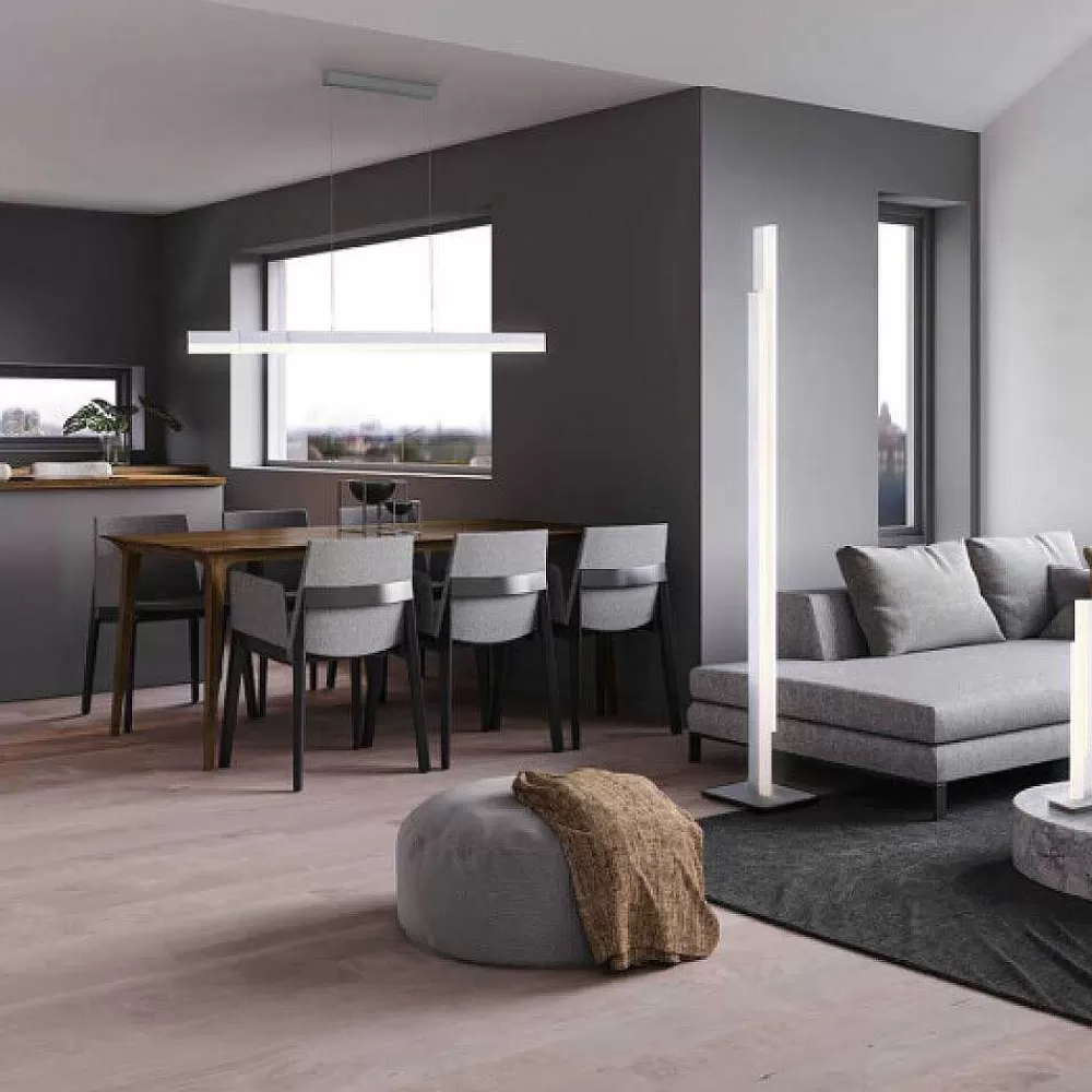 Paul Neuhaus Q-Serie Lampe De Table Paul Neuhaus Q-Tower Led Aluminium, 2 Lumieres, Telecommandes