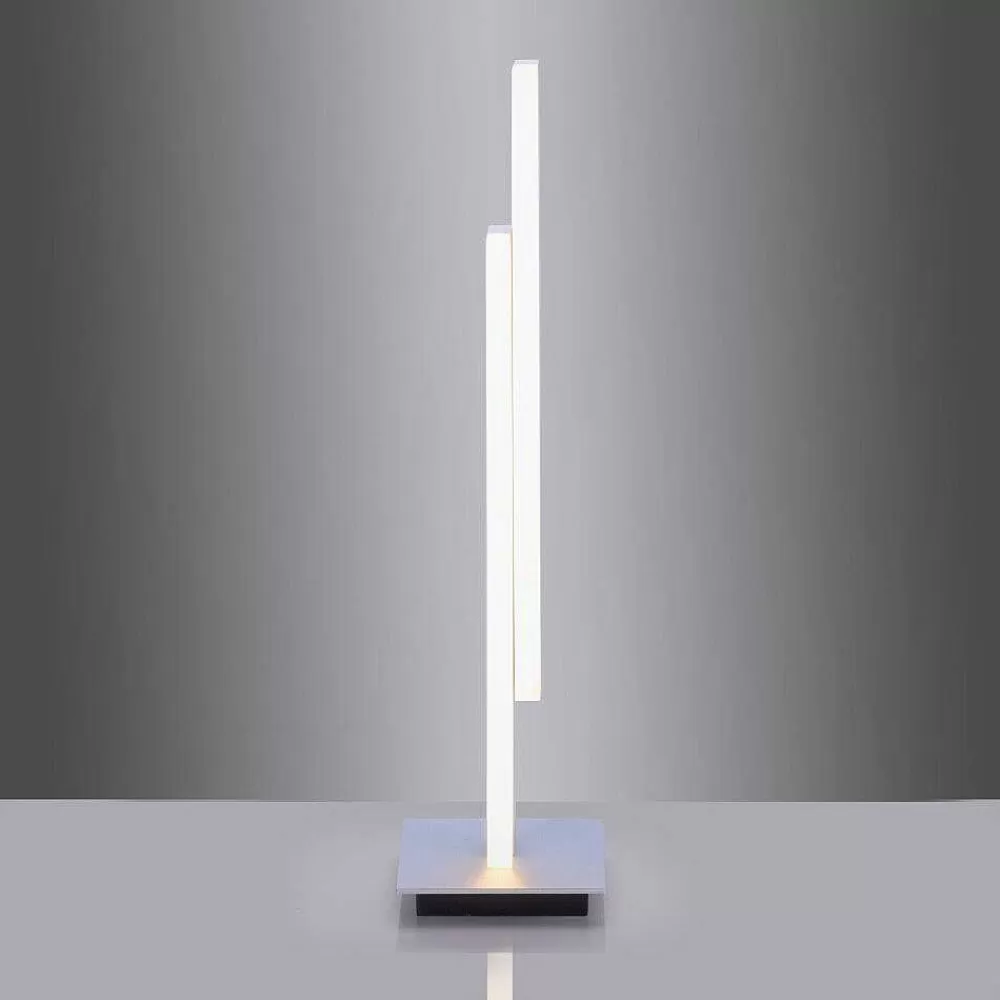 Paul Neuhaus Q-Serie Lampe De Table Paul Neuhaus Q-Tower Led Aluminium, 2 Lumieres, Telecommandes