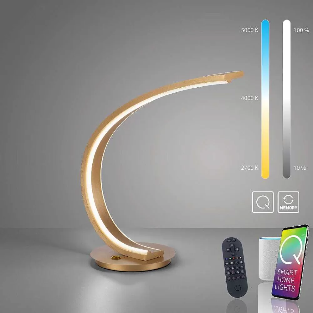 Paul Neuhaus Q-Serie Lampe De Table Paul Neuhaus Q-Vito Led Laiton, 1 Lumiere, Telecommandes