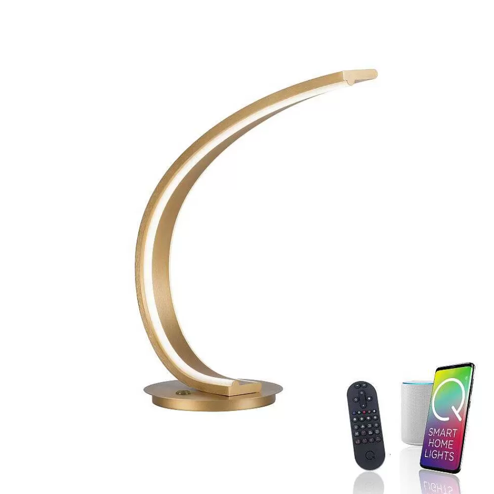 Paul Neuhaus Q-Serie Lampe De Table Paul Neuhaus Q-Vito Led Laiton, 1 Lumiere, Telecommandes
