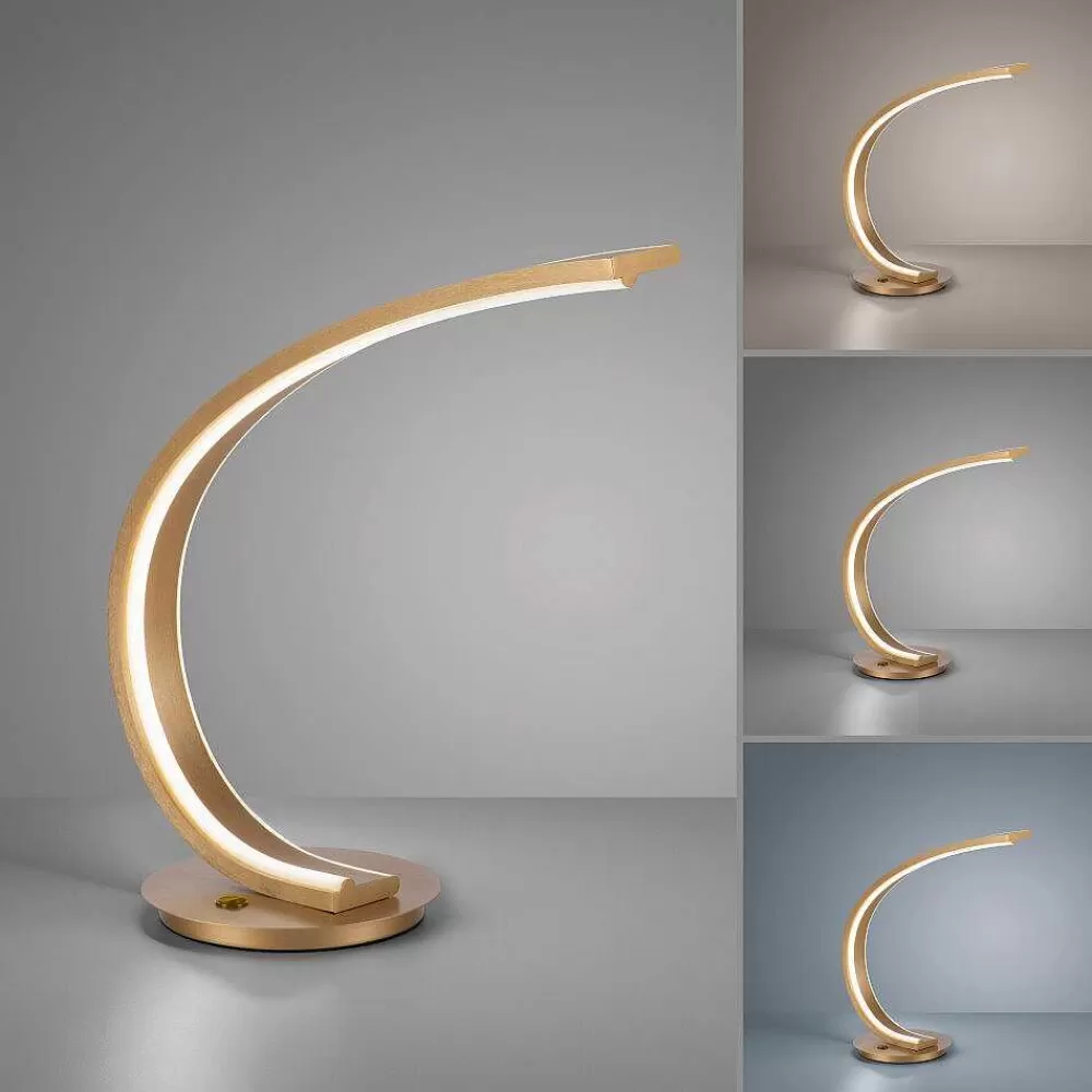 Paul Neuhaus Q-Serie Lampe De Table Paul Neuhaus Q-Vito Led Laiton, 1 Lumiere, Telecommandes