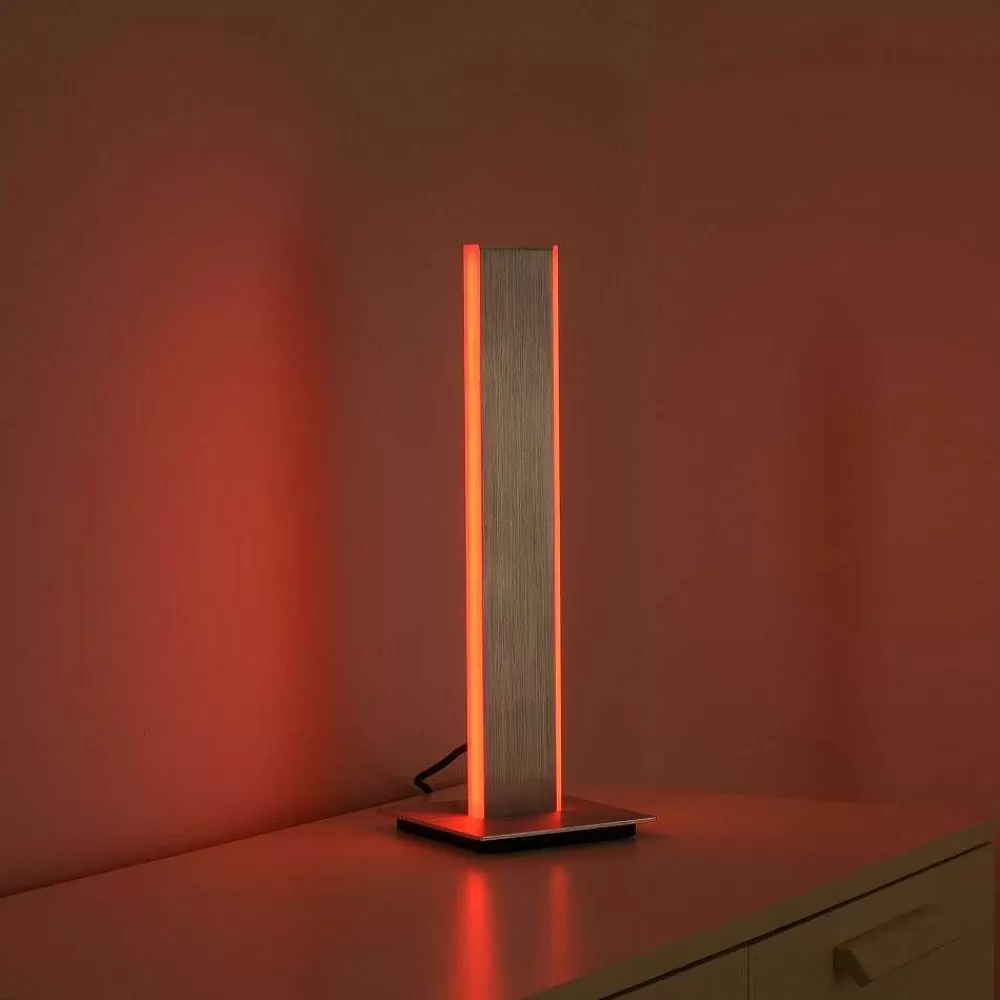 Paul Neuhaus Q-Serie Lampe De Table Paul-Neuhaus Q-Adriana Led Aluminium, 2 Lumieres, Telecommandes