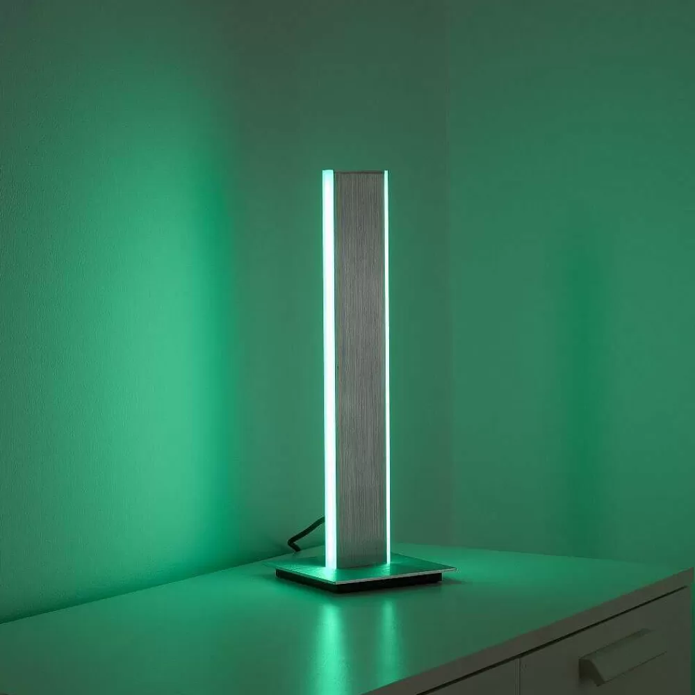 Paul Neuhaus Q-Serie Lampe De Table Paul-Neuhaus Q-Adriana Led Aluminium, 2 Lumieres, Telecommandes