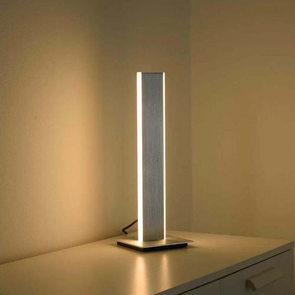 Paul Neuhaus Q-Serie Lampe De Table Paul-Neuhaus Q-Adriana Led Aluminium, 2 Lumieres, Telecommandes