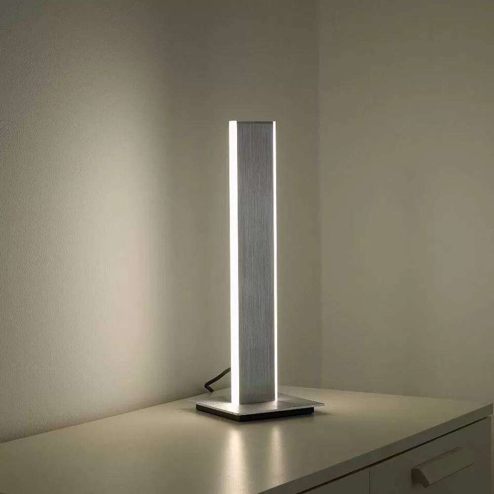 Paul Neuhaus Q-Serie Lampe De Table Paul-Neuhaus Q-Adriana Led Aluminium, 2 Lumieres, Telecommandes