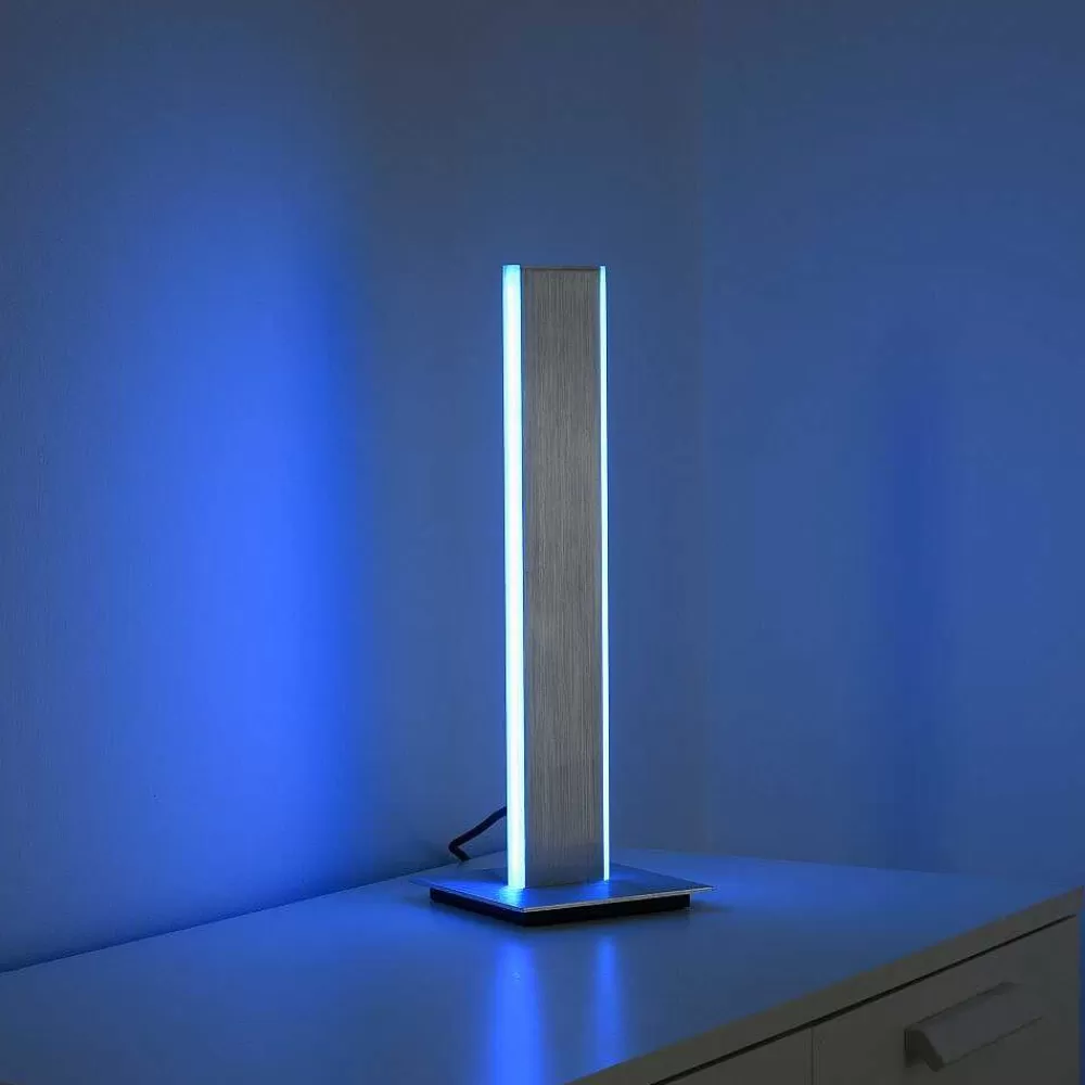 Paul Neuhaus Q-Serie Lampe De Table Paul-Neuhaus Q-Adriana Led Aluminium, 2 Lumieres, Telecommandes