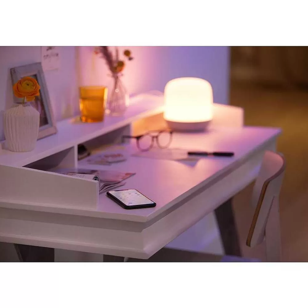 Luminaires Philips Lampe De Table Philips Wiz Hero Led Blanc, 1 Lumiere, Telecommandes, Changeur De Couleurs