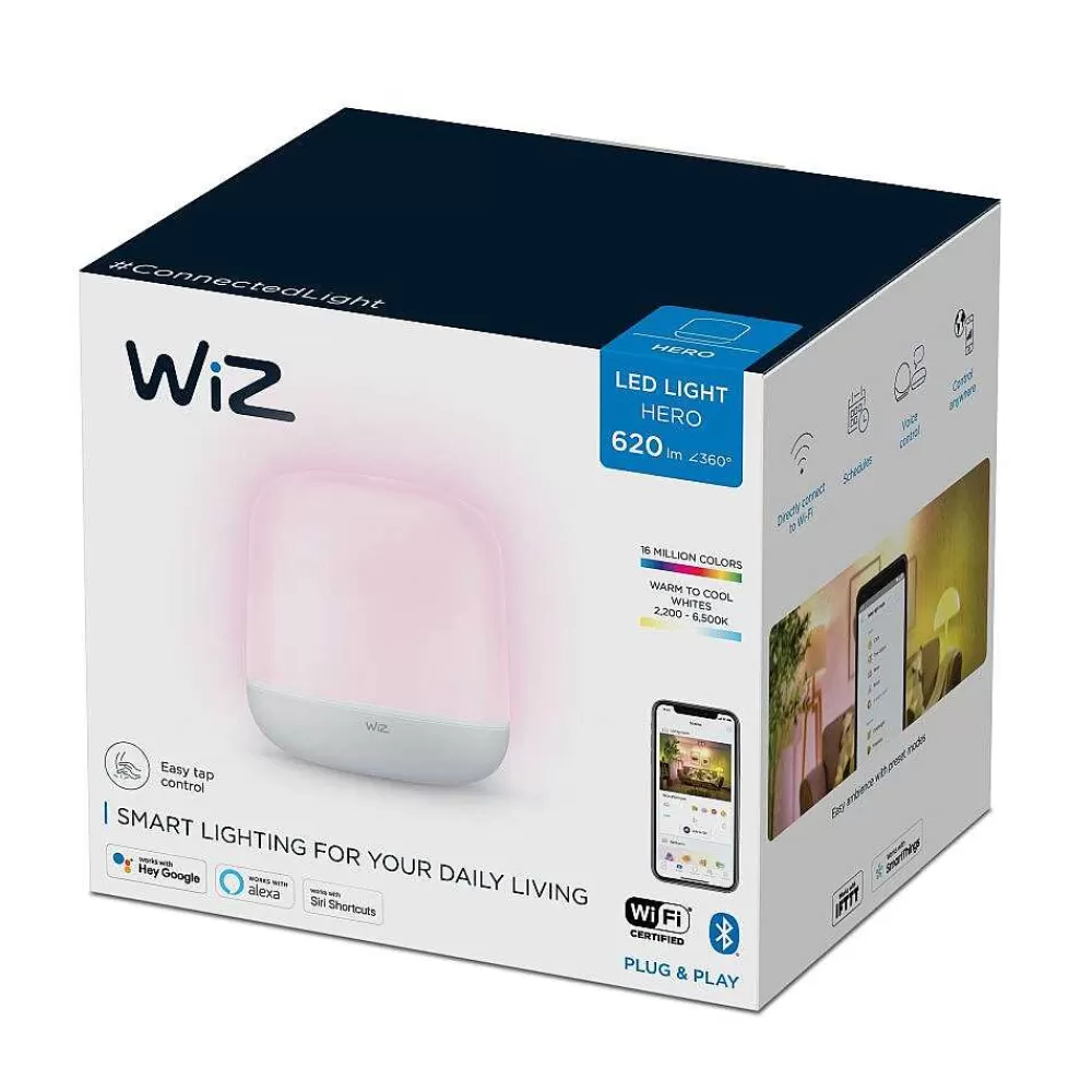 Luminaires Philips Lampe De Table Philips Wiz Hero Led Blanc, 1 Lumiere, Telecommandes, Changeur De Couleurs