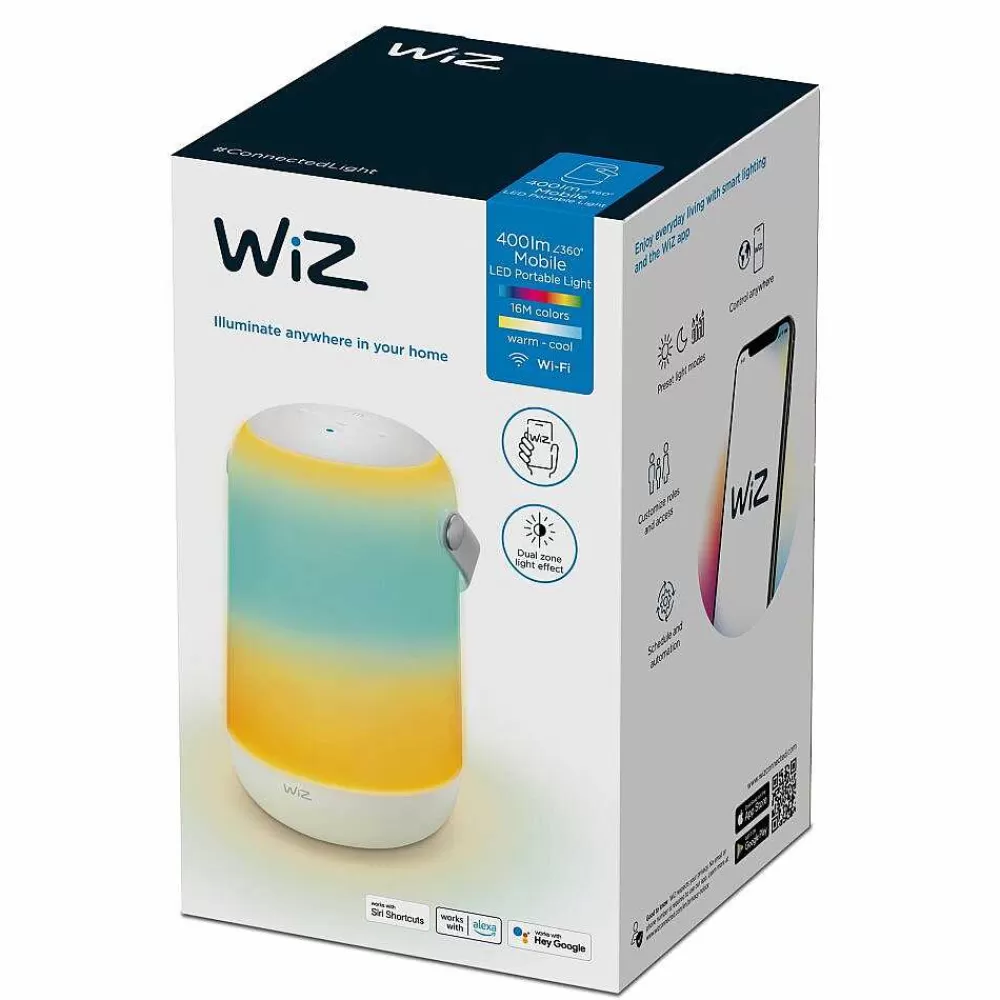 Luminaires Philips Lampe De Table Philips Wiz Portable Led Blanc, 1 Lumiere, Changeur De Couleurs