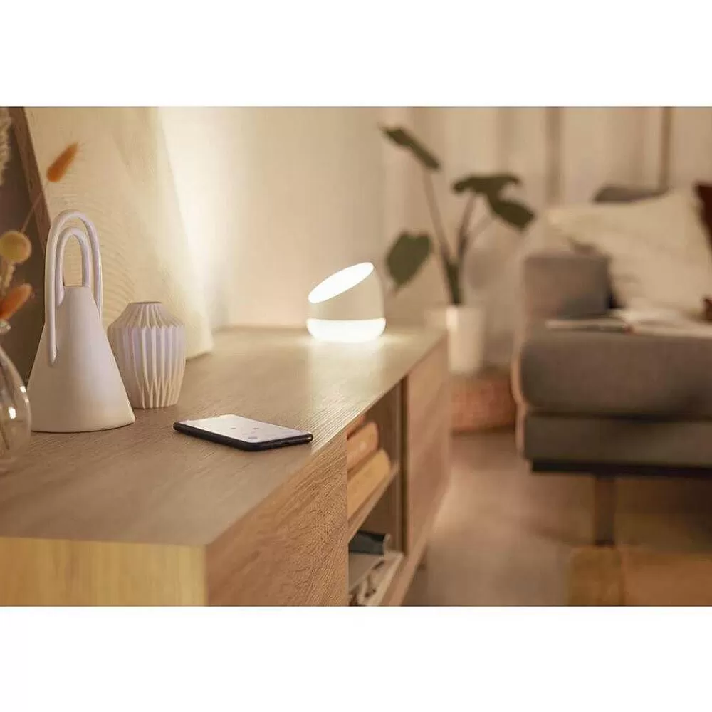 Luminaires Philips Lampe De Table Philips Wiz Squire Led Blanc, 1 Lumiere, Telecommandes, Changeur De Couleurs