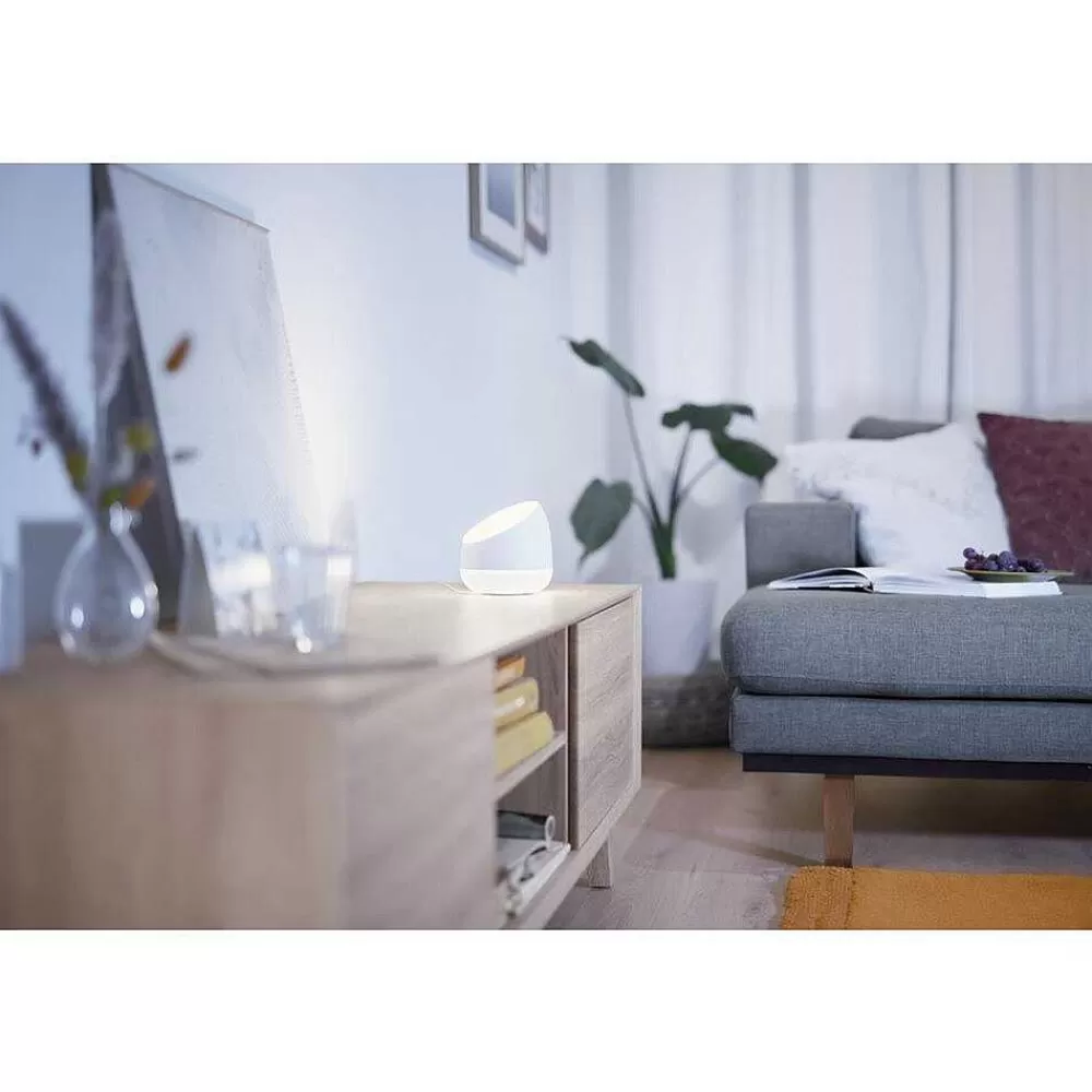 Luminaires Philips Lampe De Table Philips Wiz Squire Led Blanc, 1 Lumiere, Telecommandes, Changeur De Couleurs