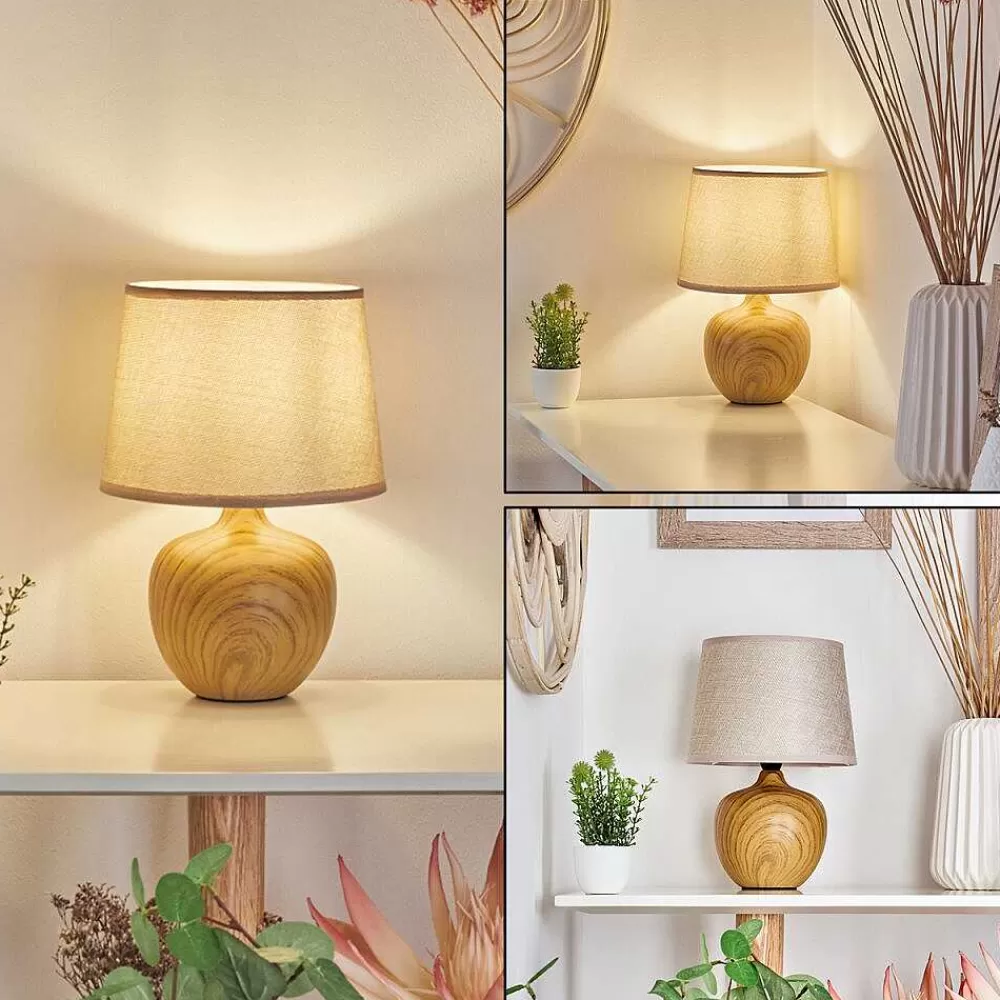 hofstein Lampe De Table Stampa Brun, Couleur Bois, 1 Lumiere
